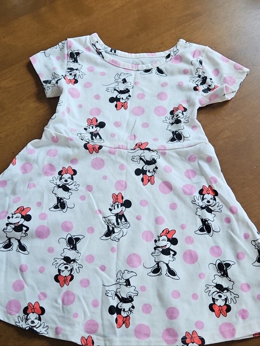 Disney White Minnie Mouse Dress with Pink Polka Dots